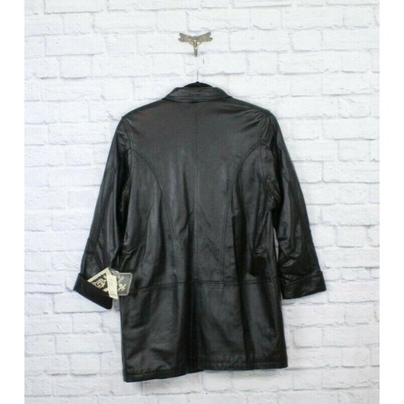NWT! Carlo Amboldi Black Genuine Leather Long Shafmaster Coat Jacket M - Picture 7 of 9